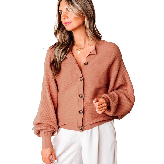 Versatile Loose-fitting Long-sleeve Cardigan With Multiple Buttons For Women